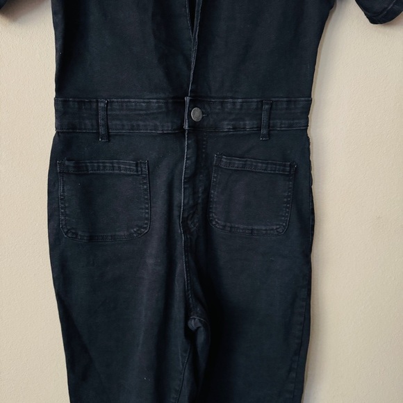 NWT Nasty Gal Collection Black Deep V Neck Denim Boilersuit Jumpsuit Size 8 - Picture 8 of 10